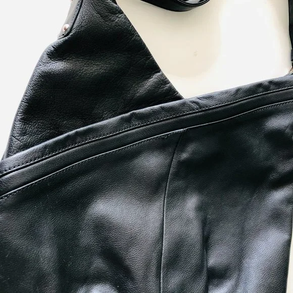 VINTAGE NYC Perlina Black Leather Shoulder Bag EUC - Picture 8 of 9